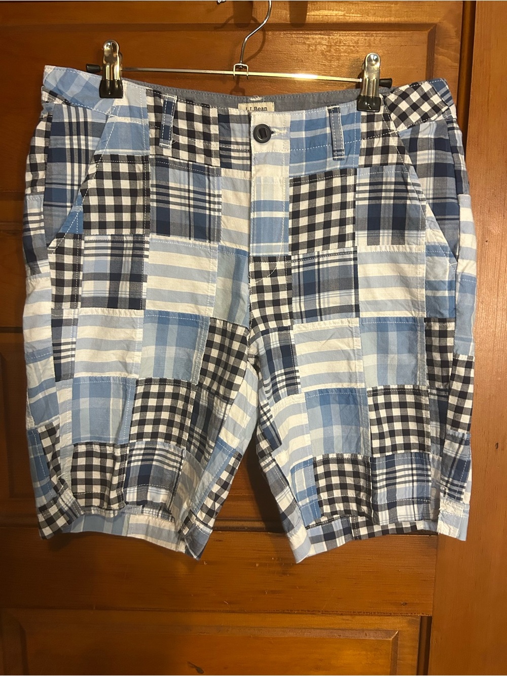 L.L. Bean Women’s Blue Patchwork Plaid Shorts